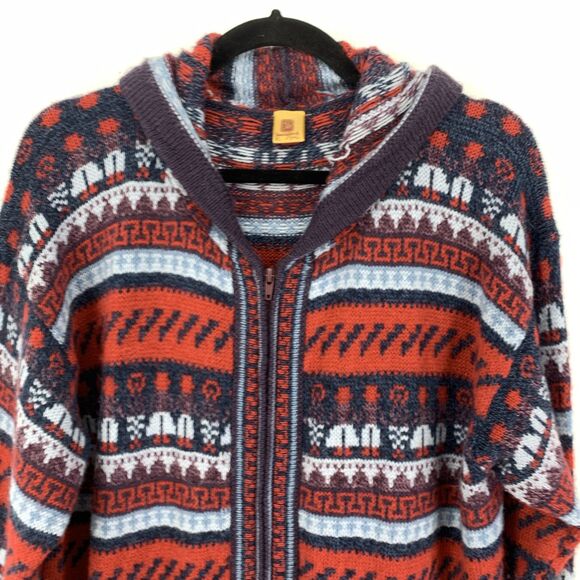 Sanyork Women XL Alpaca Cardigan Hooded Full Zip Long Boho Hand Knit Peru Aztec - Picture 3 of 9